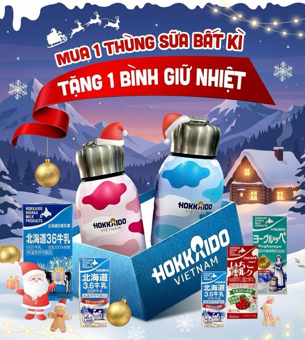 🎄 QUÀ GIÁNG SINH 2025 TỪ SỮA TƯƠI HOKKAIDO - TẶNG BÌNH GIỮ NHIỆT MINI XINH XẮN 🎁